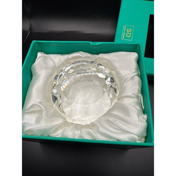 Simon Designs Crystal Paperweight Faceted Cut Glass 3.25” Diameter Damaged Box - Picture 5 of 8
